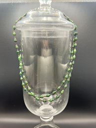 20in Green Paper Bead 2 Layer Necklace