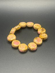 Small Ceramic Pink & Brown Bracelet