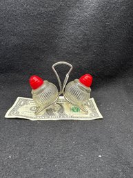 1950's S/p Shakers In A Chrome Metal Caddy - BH