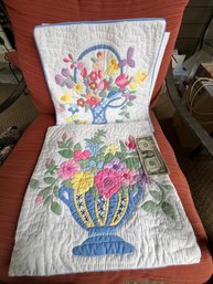 Two Sweet Floral  Appliqu Throw Pillow Covers