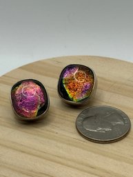 Unique MOMA Dichroic Glass Earrings
