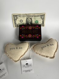 Lot Of Natural Life Prayer Box And Two You And Me Heart Orna