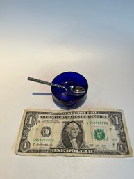 Pretty Cobalt Blue Salter? With Spoon