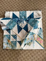 Quilt Squares, Machine Pieced, 15 X 15 In, Set Of 7 Turquoise