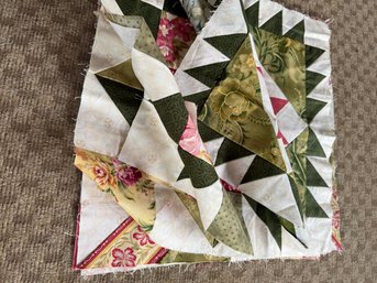 Quilt Squares, Machine Pieced, 15 X 15 In, Set Of 6 Olive And Rose