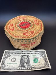 Vintage Basket Filled With Thread And Sewing Items