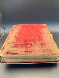 Antique Velvet Padded Photo Album With Clasp From Late 1800s, Containing Vintage Photographs, 9 X 10 1/2 In