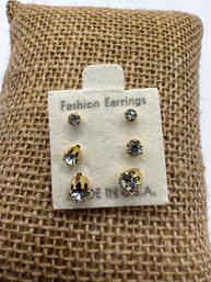Set Of 'diamond' Stud Earrings