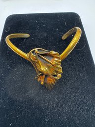 Vintage Gold Tone Statement Cuff Bracelet- Brass?