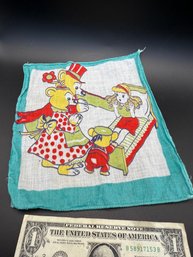 Vintage Handkerchief, Goldilocks And The Three Bears, 8 X 8 1/2 Inches