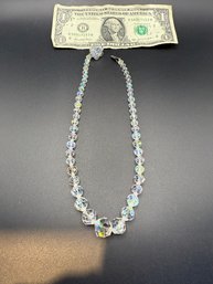 Vintage Crystal Bead Necklace With Pretty Clasp, 16 Inches