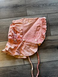Antique Gingham Baby Bonnet With Neck Cover