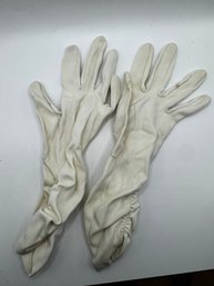 Pair Of Antique Gloves With Ruching Detail