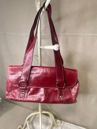 Dark Red Vegan Leather Purse
