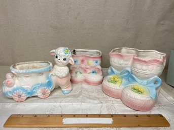 Three Vintage Baby Planters