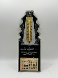 Vintage 1940 Advertising Thermometer Card With Calendar - Nance Trading Co. Inc.