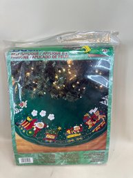 Plaid Bucilla Santa Bear Train Tree Skirt Kit