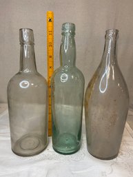 3 Bottles Two Clear One Green/blue