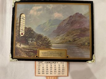 Vintage Modern Appliance Co. Advertising Thermometer With 1945 Calendar