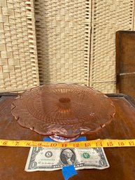 Pink Depression Glass Cake Stand