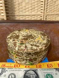 Vintage Paper Mache Box W/8 Matching Tin Coasters