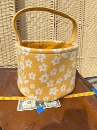Yellow & White Fabric Tote