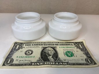 (6036). 2 White 'milkglass' Jars.