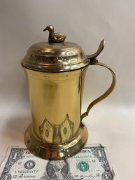 'vintage Style' Brass Stein With Bird On Top