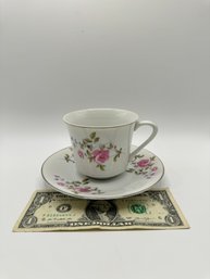 Flower Teacup And Saucer Set - Made In Japan