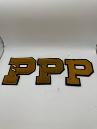 Set Of 3 Vintage Lowe E Campbell Athletic Goods 'P' Felt Varsity Letter Patches