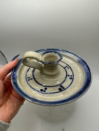 Vintage Stoneware Pottery Candle Holder