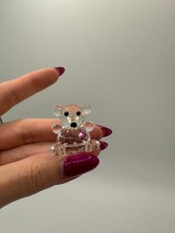 Swarovski Crystal Miniature Bear Figurine With Pink Heart