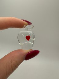 Crystal Miniature Apple Figurine With Red Heart