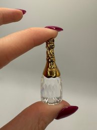 Swarovski Crystal Miniature Gold Champagne Bottle Figurine
