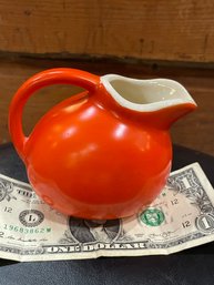 Unmarked Vintage Red-orange Syrup Pitcher #2