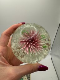 Vintage Crystal Lilly Pad And Frogs Paperweight