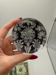 Black And White Patterned Glass Paperweight