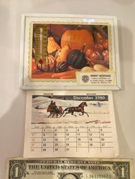 Vintage 1980  Advertising Thermometer - Bonny Beverage - Fall Pumpkins