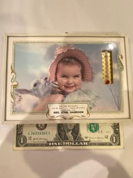 Vintage Advertising Thermometer - Mrs. Ethel Harrison - Lamb Nibbling On Little Girls Bonnet