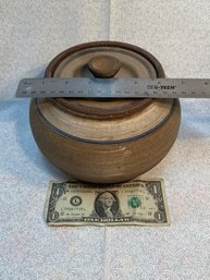 Signed Pottery Vessel With Lid