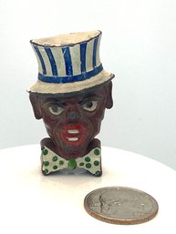 Antique Cast Iron Pencil Sharpener - Man Black Americana