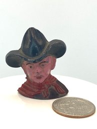 Antique Cast Iron Pencil Sharpener - Cowboy