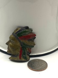 Antique Cast Iron Pencil Sharpener- Native American Made In Occupied Japan