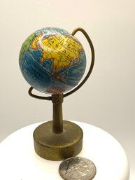 Antique Cast Iron Pencil Sharpener- Globe On Stand