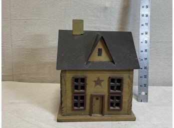Primitive Wood & Tin Lighted House