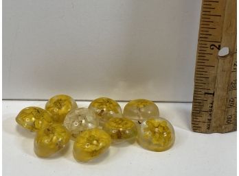 Vintage Handmade 'resin' Flower Buttons Set Of 9