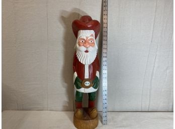 Handcarved Wooden Cowboy Santa