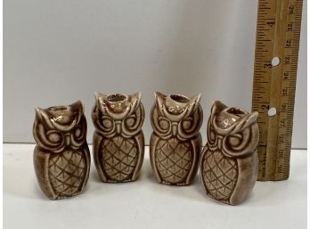 Ceramic Owl Toothpick Holders Set Of 4