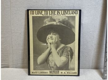 'i'd Love To Live In Loveland With A Girl Like You' Vintage Poster Print Framed