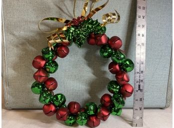 Large Green And Red Bell Wreath